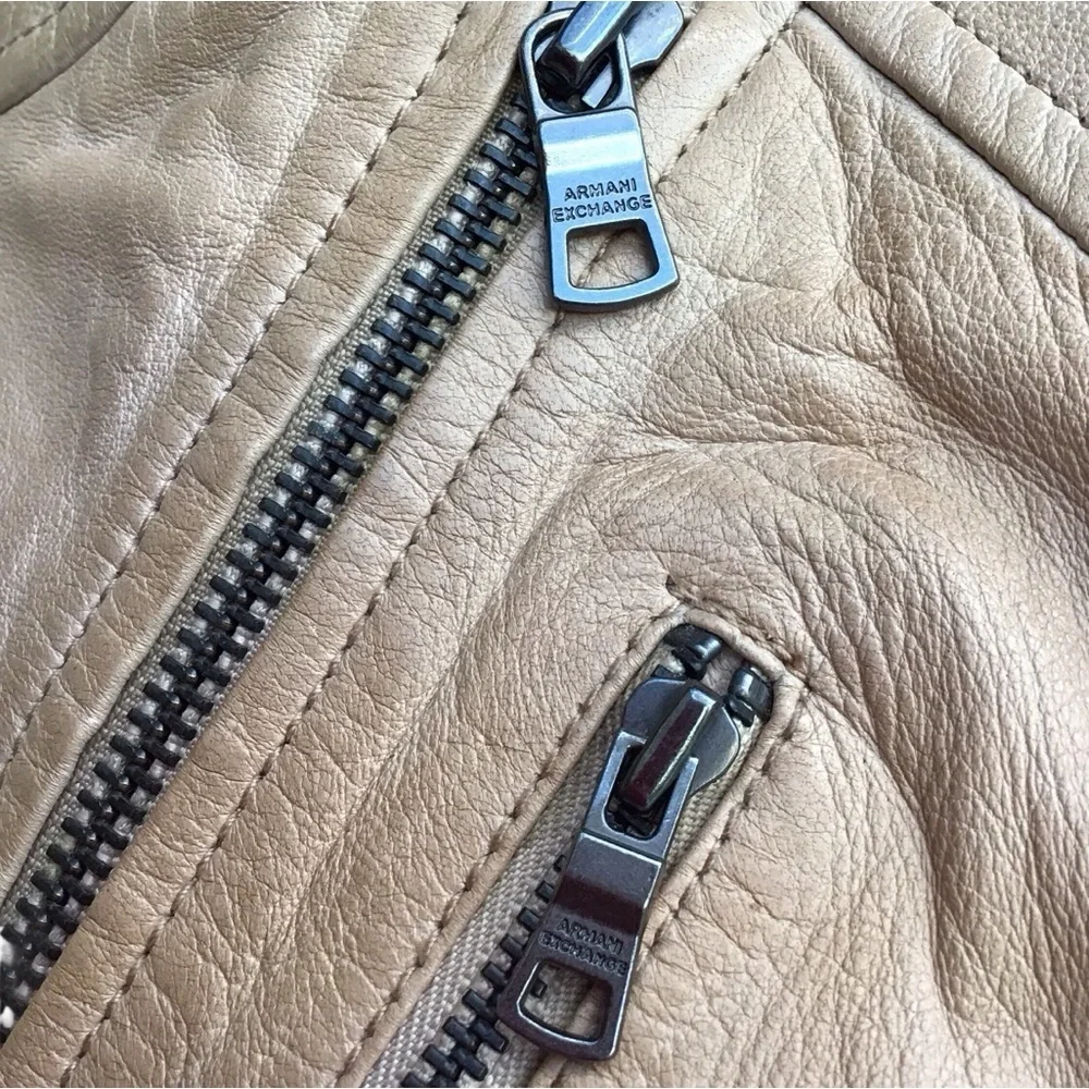 Armani Exchange Tan 100% Lambswool Full Zip Jacket Size Medium